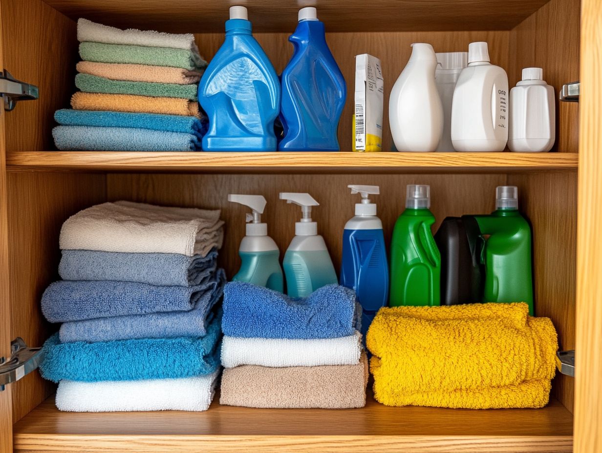 An example of powdered cleaners stored in clear, moisture-proof containers.