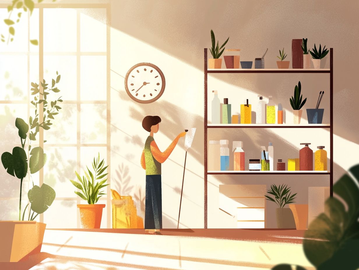 Illustration depicting evening cleaning routine