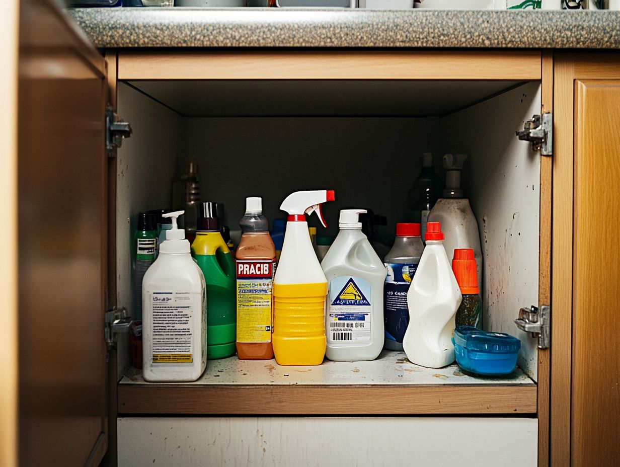 An infographic discussing alternatives to storing cleaners under the sink.