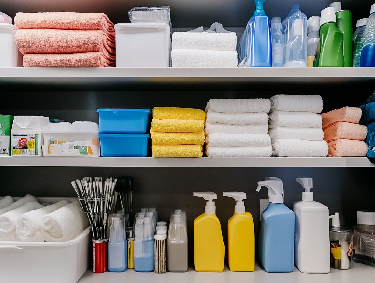 Image showing various solid cleaning supplies for effective storage.