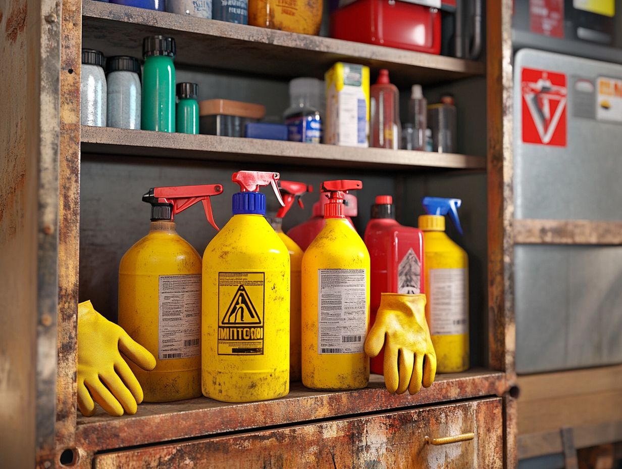 Infographic summarizing key takeaways for safe storage of hazardous cleaning materials.