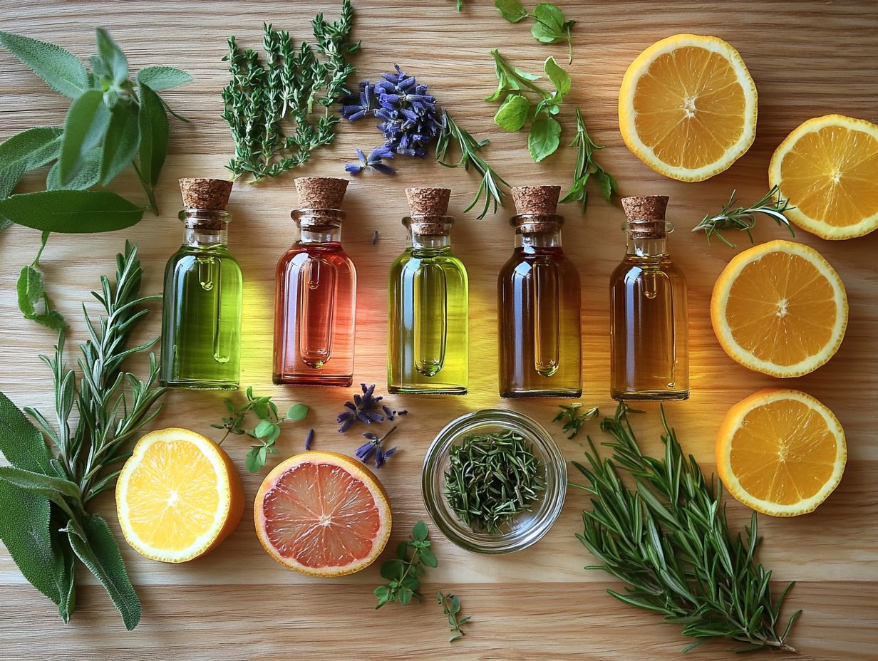 Homemade hand sanitizer with essential oils in a bottle