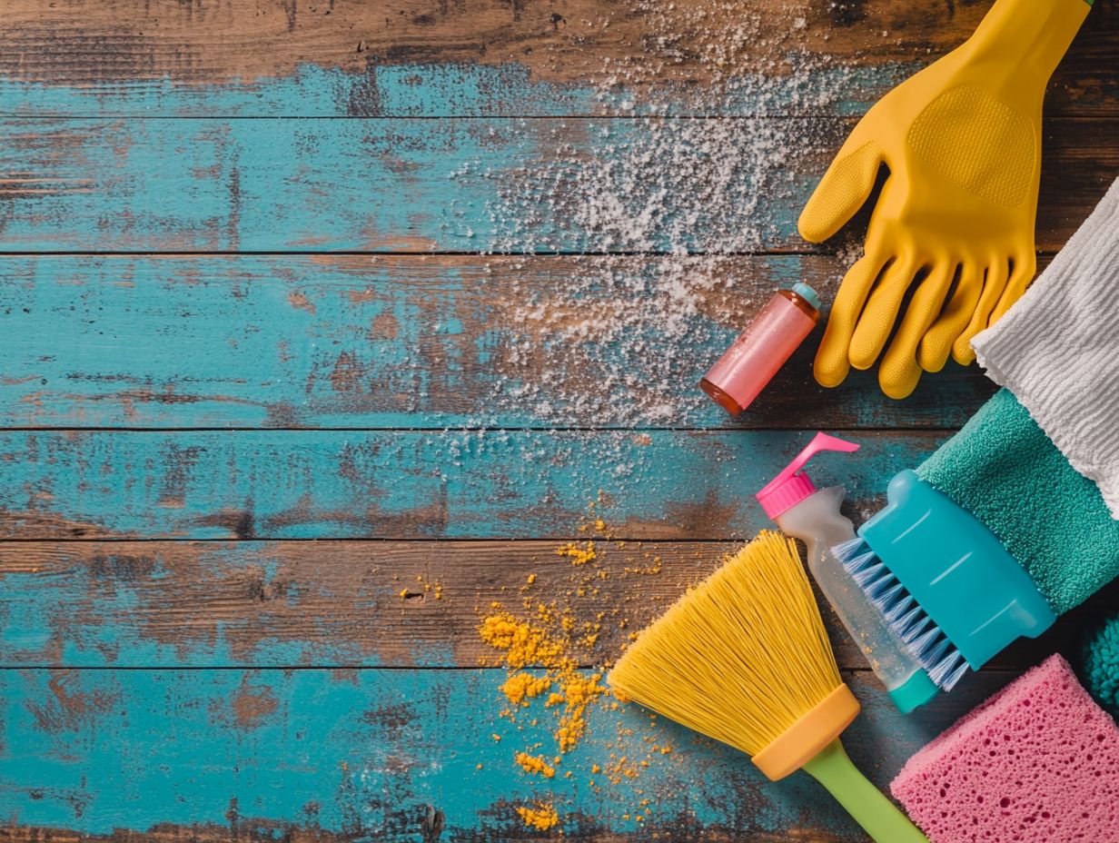 A pair of cleaning gloves