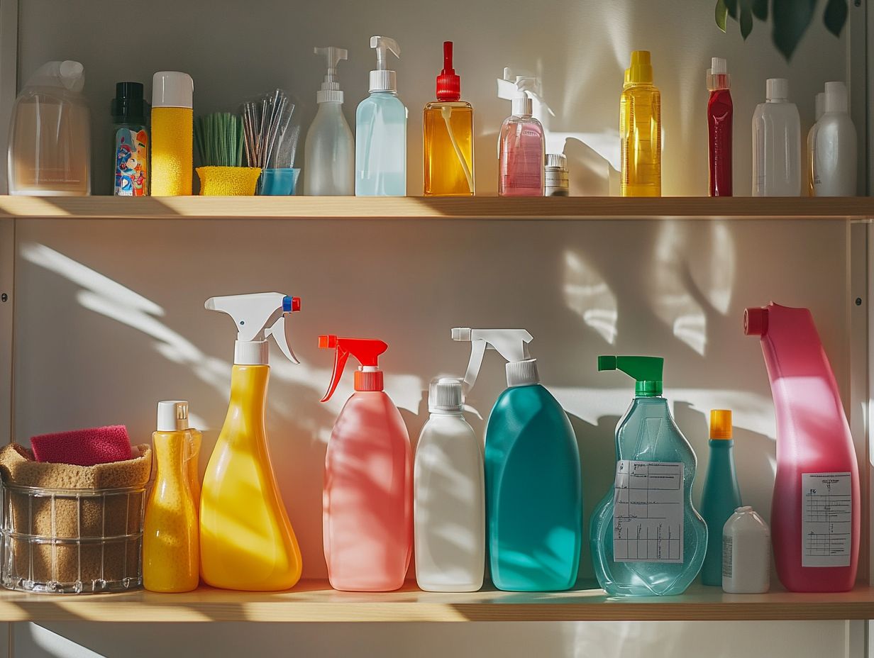 Cleaning supplies in an organized inventory